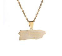 UBBVPKY Collana Con Mappa Nazionale Di Porto Rico Alla Moda - Ciondolo Etnico Patriottico Con Catena Per Maglione Accessori Per Gioielli Con Catena Per Clavicola Hip Hop Alla Moda Giallo-B 50Cm