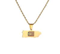 UBBVPKY Collana Con Mappa Nazionale Di Porto Rico Alla Moda - Ciondolo Etnico Patriottico Con Catena Per Maglione Accessori Per Gioielli Con Catena Per Clavicola Hip Hop Alla Moda Giallo-C 60Cm