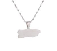 UBBVPKY Collana Con Mappa Nazionale Di Porto Rico Alla Moda - Ciondolo Etnico Patriottico Con Catena Per Maglione Accessori Per Gioielli Con Catena Per Clavicola Hip Hop Alla Moda Bianco-B 50Cm
