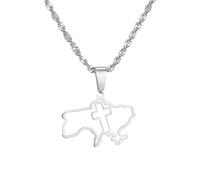 UBBVPKY Collana Uomo Donna Ucraina - Collana Con Ciondolo Mappa Africa Outline Collana Con Mappe Alla Moda Per Coppia Accessori Per Gioielli Creativi Patriottici Bianco-A 50Cm