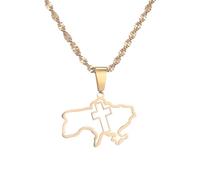 UBBVPKY Collana Uomo Donna Ucraina - Collana Con Ciondolo Mappa Africa Outline Collana Con Mappe Alla Moda Per Coppia Accessori Per Gioielli Creativi Patriottici Giallo-A 50Cm