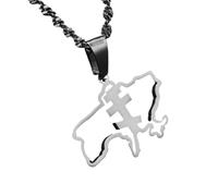 UBBVPKY Collana Uomo Donna Ucraina - Collana Con Ciondolo Mappa Africa Outline Collana Con Mappe Alla Moda Per Coppia Gioielli Creativi Patriottici Accessori Bianco-B 50Cm