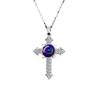 UBBVPKY Collana Vintage Con Croce Luminosa E 12 Costellazioni Ciondolo Con Segno Zodiacale Che Si Illumina Al Buio Con Catena Gioielli Astrologici Oroscopo E Zodiaco Per Donne E Uomini