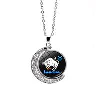 UBBVPKY Collana Zodiacale Per Donna Uomo Oroscopo Ciondolo Luna Rotante A Doppia Faccia Catena Per Maglioni Segno Zodiacale Astrologia Costellazione Collane Gioielli Per Compleanno Regalo Per Il Toro