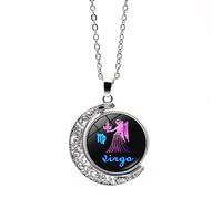 UBBVPKY Collana Zodiacale Per Donna Uomo Oroscopo Ciondolo Luna Rotante A Doppia Faccia Catena Per Maglioni Segno Zodiacale Astrologia Costellazione Collane Gioielli Per Compleanno Regalo Vergine
