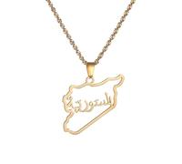 UBBVPKY Collane Con Mappa Della Siria Alla Moda Per Donne E Uomini - Collana Con Ciondolo Con Mappa Unisex Ciondolo Geometrico Stile Etnico Collana Con Ciondolo Gioielli Regali Giallo 50Cm