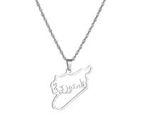 UBBVPKY Collane Con Mappa Della Siria Alla Moda Per Donne E Uomini - Collana Con Ciondolo Con Mappa Unisex Ciondolo Geometrico Stile Etnico Collana Con Ciondolo Gioielli Regali Bianco 50Cm