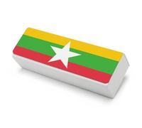 UBBVPKY Custodia Rigida Per Occhiali In Pelle Pu, Custodia Portatile Da Viaggio Per Uomini, Donne E Ragazze, Per Studio E Lavoro, Con Panno In Microfibra Per La Pulizia, Bandiera Del Myanmar Stampata