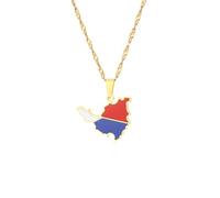 UBBVPKY Saint Martin Island Map Pendant Necklaces Charm Collane Donna Uomo Hip-Hop Geometrico Gioielleria Novità Chic Choker Clavicola Catena Moda Coppia Regalo