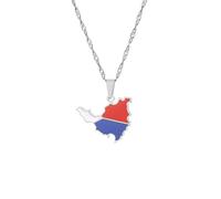 UBBVPKY Saint Martin Island Map Pendant Necklaces Charm Collane Donna Uomo Hip-Hop Geometrico Gioielleria Novità Chic Choker Clavicola Catena Moda Coppia Regalo