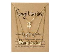 UBBVPKY Set Da 3 Collane Con Zodiaco Inglese Antico Per Donne E Uomini Con Diamanti Oroscopo Segno Zodiacale Di Nascita Lettera Astrologia Costellazione Regalo Di Compleanno Sagittario