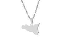 UBBVPKY Sicilia Italia Mappa Ciondolo Collane Ciondolo Collane Donna Uomo Hip-Hop Gioielli Geometrici Novità Chic Choker Catena Clavicola Coppia Regalo