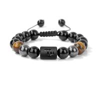 UBBVPKY Zodiacale con Dodici Costellazioni Personalità Segni Zodiacali Braccialetto Spirituale Braccialetto Elastico Pietra Naturale Occhio Di Tigre Da 10 Mm Regalo Per Donne Uomini Capricorno