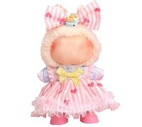 UBBY Abbigliamento con fiocco rosa, mini gonna, abbigliamento per bambole, accessori per abbigliamento, abbigliamento morbido, per gonna labu da 17 cm (strisce)