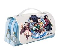 UBBY Demon Slayer Astuccio con Cerniera Liscia Astuccio di Grande Capacità e Manico per Astuccio Astuccio Scuola Viaggio Regalo, Fumo blu, 21 x 10 x 7cm, Stile retr