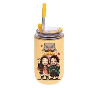 UBBY Demon Slayer - Borraccia termica in acciaio inox, 280 ml, a prova di perdite, con cannuccia, per casa, ufficio e esterno (giallo)