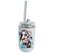 UBBY Demon Slayer - Borraccia termica in acciaio inox, 280 ml, a prova di perdite, con cannuccia, per casa, ufficio e esterno (energia blu pesante)