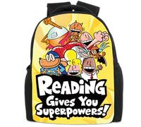 UBBY DogMan - Zaino per la scuola per bambini con stampa 3D, 41 x 30 x 14 cm (16 pollici), stile carino, per adolescenti e bambini, Lettura, Mittelgroße