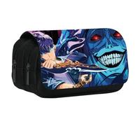 UBBY Solo Leveling Astuccio a doppio strato con cerniera 20x10x9 cm, portapenne per scuola, ufficio e viaggi, adolescenti, sorriso, 20 x 10 x 9 cm, Stile retr