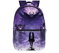 UBBY Solo Leveling Zaino per la scuola per bambini stampato 3D - 41 x 30 x 14 cm (16 pollici) Cool Style Zaino per la scuola per bambini per adolescenti e bambini, Tonalità viola, Mittelgroße
