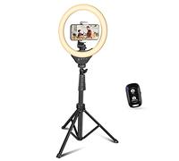 UBeesize Anello luminoso per selfie da 25,4 cm, con treppiede da 157,5 cm e telecomando Bluetooth per live streaming/trucco/video/fotografia