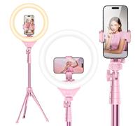 UBeesize Anello luminoso per selfie da 30,5 cm con treppiede da 152 cm per registrazione video, streaming live (YouTube, Instagram, TIK Tok), compatibile con telefoni, fotocamere e webcam rosa