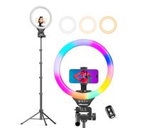 UBeesize - Anello luminoso RGB da 12 pollici con treppiede da 62 pollici per registrazione video e streaming live (Youtube, Instagram, TIK Tok), compatibile con telefoni, webcam e webcam
