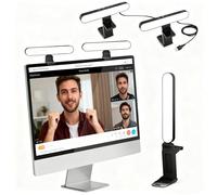 UBeesize Illuminazione per videoconferenza, luce di streaming a LED per videochiamate, luce webcam con supporto monitor regolabile, illuminazione zoom per computer, anello luminoso portatile per