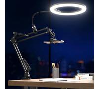 UBeesize Luce ad anello da 25,4 cm con supporto per telefono, luce LED per selfie con supporto e supporto per telefono, luce da scrivania per iPhone, treppiede da scrivania per registrazione