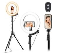 UBeesize Luce ad anello da 30,5 cm con treppiede da 157 cm e supporto magnetico per telefono, luce ad anello per selfie a LED per iPhone con telecomando wireless, luce circolare per