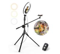 UBeesize Luce ad anello per selfie da 30,5 cm, con supporto e supporto per telefono, treppiede pieghevole da 62 pollici per iPhone con luce ad anello, luce per registrazione video, cucina, fotografia,