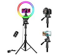UBeesize Ring Light 12 Pollice RGB Ring Light Treppiede 170 cm con otturatore remoto 3 Colori e 35 RGB Modello Dimmable Selfie Ring Light per Selfie, Live Stream, Trucco, Tik Tok, YouTube