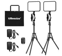 UBeesize Set di 2 kit di illuminazione video LED 3000-6500 K dimmerabile con treppiede e supporto per telefono, registrazione video e illuminazione in streaming per trucco, giochi, YouTube