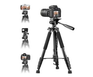 UBeesize Treppiede per fotocamera da 188 cm con supporto per cellulare e telecomando, supporto per treppiede con tasca portatile per telefono e fotocamera, treppiede per cellulare, compatibile con