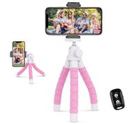 UBeesize Treppiede per smartphone, antiscivolo, leggero, mini treppiede con telecomando Bluetooth, per viaggi, campeggio, selfie rosa