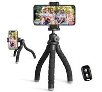 UBeesize Treppiede per telefoni cellulari, mini treppiede per smartphone e fotocamere, supporto per treppiede per telefoni cellulari con telecomando Bluetooth, nero chiaro