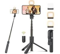 UBeesize Treppiede portatile per selfie stick con luce mini selfie stick con telecomando wireless per iPhone 13 Pro/12/11 Pro/XR/8/7 e Android