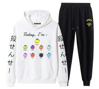 Ubeisy Anime Assassination Classroom - Felpa con cappuccio 3D per cosplay a maniche lunghe e pantaloni della tuta con stampa 3D per uomo e donna, bianco-1, Small