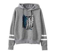 Ubeisy Attack Titan Felpa con cappuccio AOT Scout Regiment a maniche lunghe con cappuccio, Grigio-1, X-Small