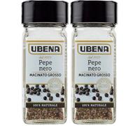UBENA, Pepe Nero Macinato Grosso, Lievemente Piccante e Fresco, Ideale per Carni, Bruschette, Pasta, Salse, Formato Vasetto da 40 gr (Confezione da 2)