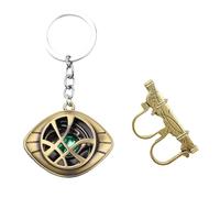 Ubephant Doctor Strange Eye Of Agamotto Portachiavi, Doctor Strange Anello Ciondolo, Keychain Doctor Strange 2 pcs Set Di Ciondoli Portachiavi Doctor Strange per i fan di Dr Strange