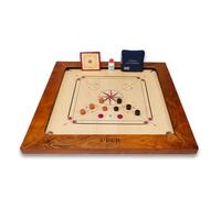 Uber Games Bulldog Carrom Board Set 94 x 94 cm - Tavolo da gioco ufficiale con Men, Striker & Powder - Bordi in legno duro - Made in India