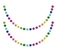 UBERMing 2 confezioni di ghirlande in feltro arcobaleno da appendere con pompon da 2 m, 24 palline per feste, festival, albero di Natale, decorazione da parete