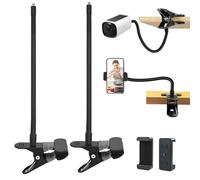UBERMing 2 Pcs Supporto per Telecamera per Eufy Cam 2/2C/2Pro/2C Pro/3/3C/E40/SoloCam S220/C210/Tapo TP-Link C425 con 2 Clip per Telefono Cellulare, Supporto Universale con Morsetto in Metallo (Nero)