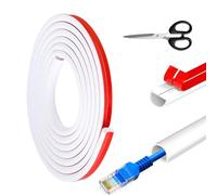 UBERMing 3M Mini Canalina Passacavi Autoadesiva, PVC Canalina Passacavi Canali a Cavo Semicircolare, Canaletta per Cavi Elettrici Adesiva Canaline Passacavi da Muro con Forbici, 15 mm x 10 mm, Bianco