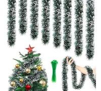 UBERMing 8 Pezzi Ghirlanda Natalizia, 16M Ghirlanda Albero di Natale Festone Natalizio Ghirlanda con 50 Fascette Nylon per Camino Scale Ringhiere Soffitto Porte e Finestre