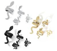 UBERMing Anelli con Serpente 12 Pezzi Anello a Forma di Serpente Anello Aperto Gotico Vintage Anelli Regolabile Size per Uomo e Donna (Argento, Oro e Nero)