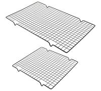 UBERMing Cremagliera di Raffreddamento 2 Pezzi Griglia Raffreddamento Antiaderente Dolci per Torte Griglia di Raffreddamento 2 Dimensioni 40x25,5x2 cm / 28x25,5x2 cm - Nero (Acciaio Carbonio)