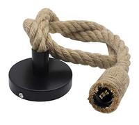 UBERMing Lampadario a corda di canapa industriale vintage appeso a sospensione lampada da soffitto con attacco E27 Lampadario a soffitto stile retrò senza lampadina - testa singola