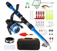 UBERMing Set da Pesca per Bambini e Principianti con 1.8m Canna da Pesca Telescopica Mulinello Esca da Pesca 100m Lenza Guadino e Borsa per Il Trasporto